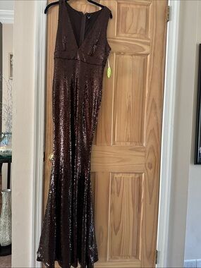 Windsor Brown Sequin V-Neck Maxi Gown